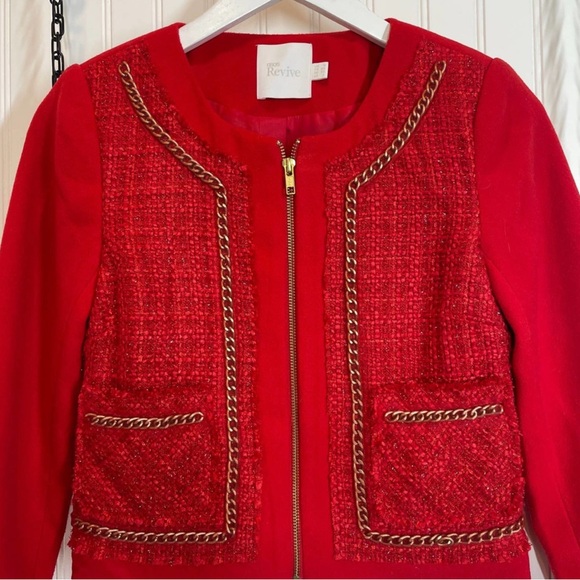 ASOS Red Blazer with Gold Chain Detail - Picture 2 of 3